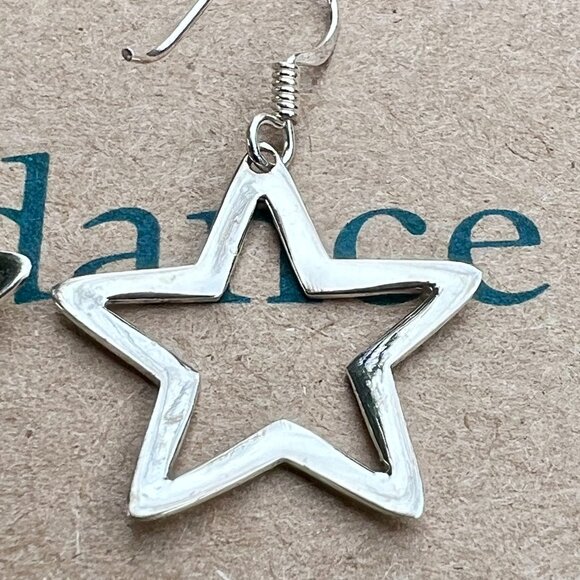 Sundance $78 NEW Sterling Silver STAR 1-1/4" Dangle Holidays Christmas Earrings - Picture 6 of 10